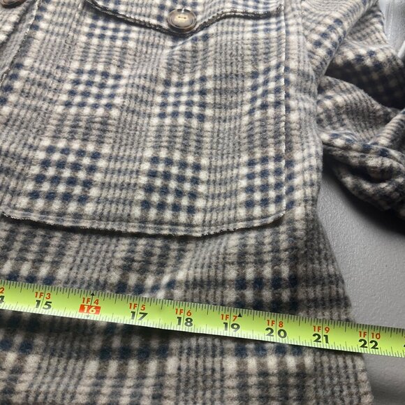 Bucket list Medium Plaid Long Shacket Jacket Oversized Boho Grunge Made USA - Picture 7 of 11